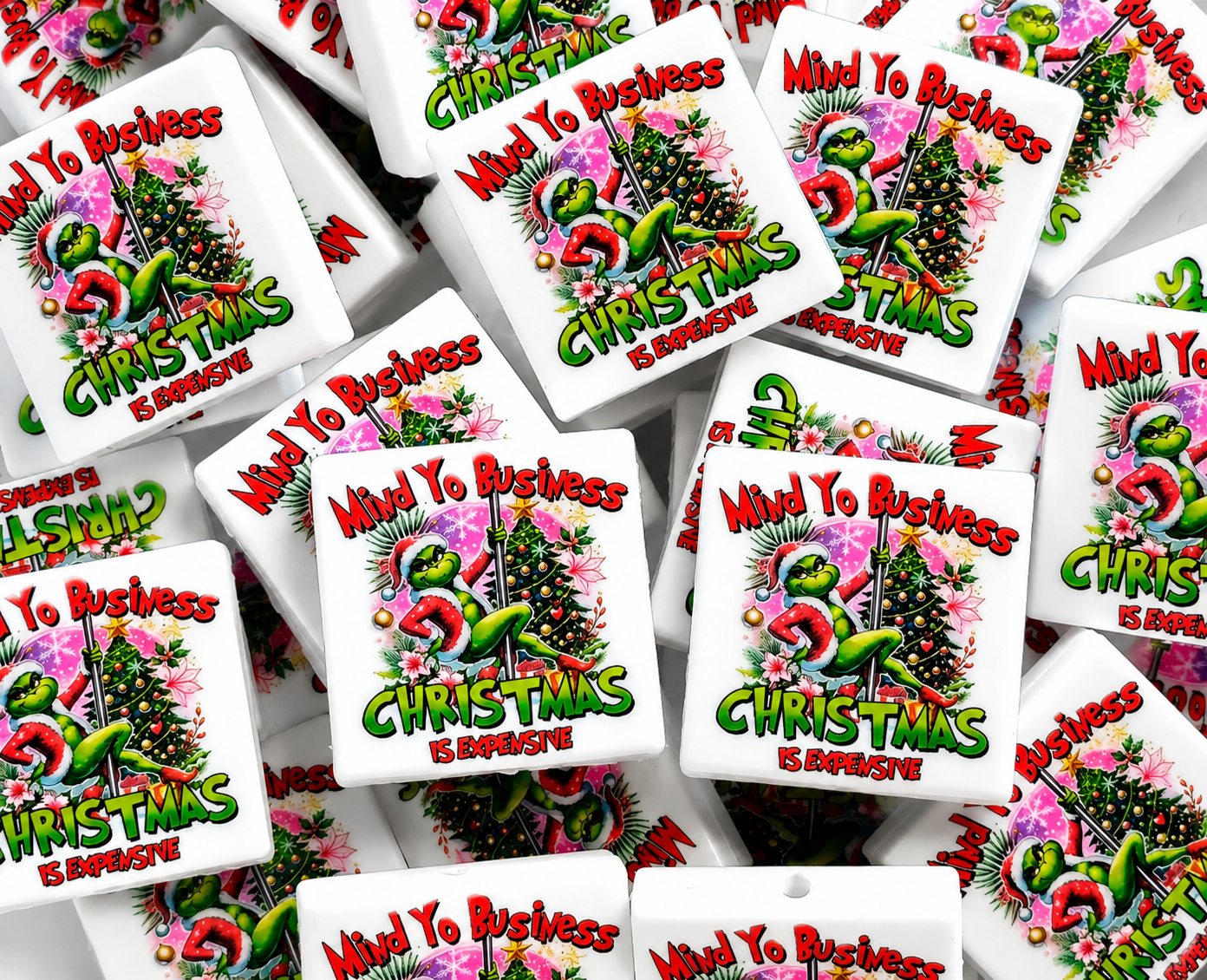 New Shop Made 1 Count Printed Silicone Focal Bead Grinch