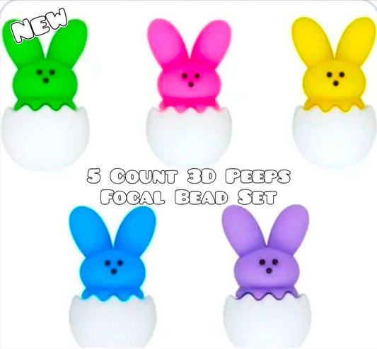 5 Count 3D Easter Peeps Focal Bead Set