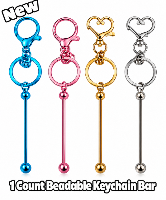 New 1 Count Beadable Keychain Bars DIY Beadable Blanks