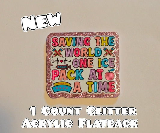 Glitter Acrylic Flatback- Acrylic Planer Resin Charm- Medical