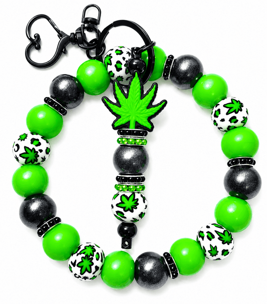 Nuevo Llavero Pulsera Personalizado Hecho a Mano Hojas de Marihuana