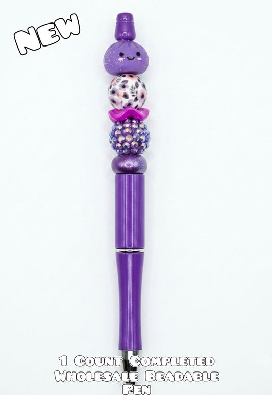 Wholesale 1 Count Beadable Pen Character Dumplings Purple