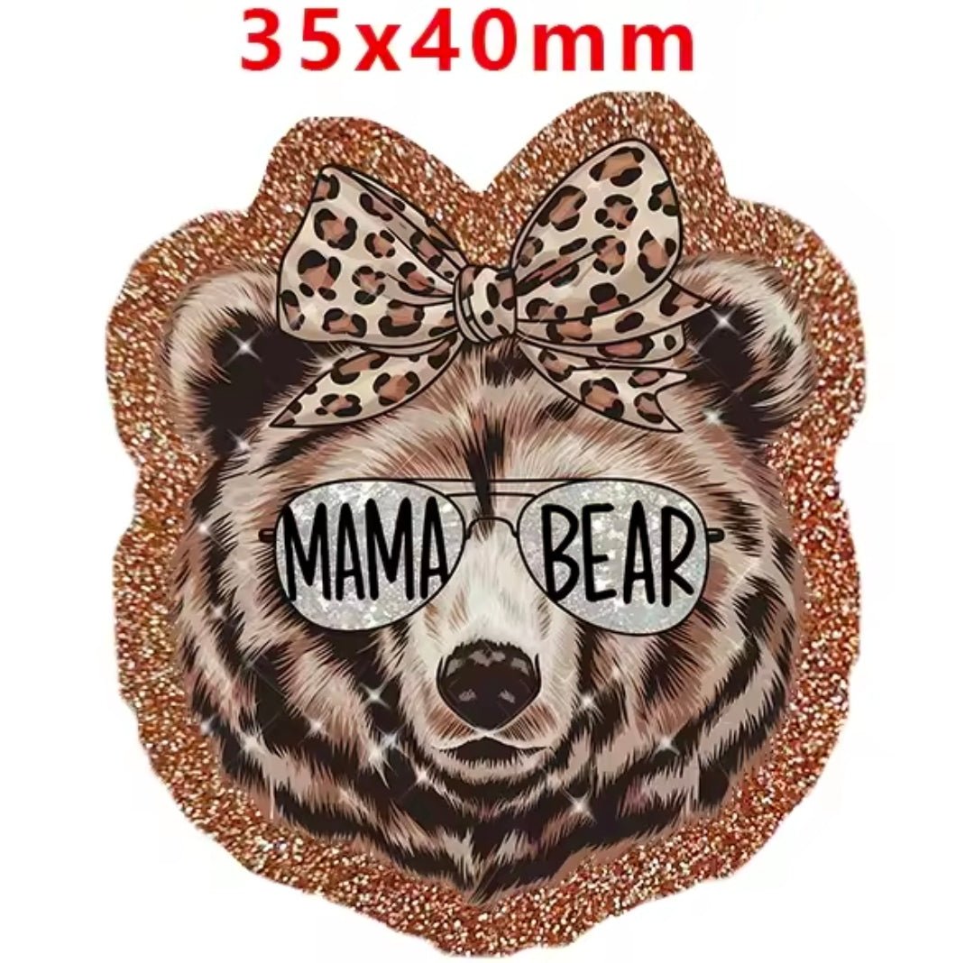 Glitter Acrylic Flatback- Acrylic Planer Resin Charm Mama Bear