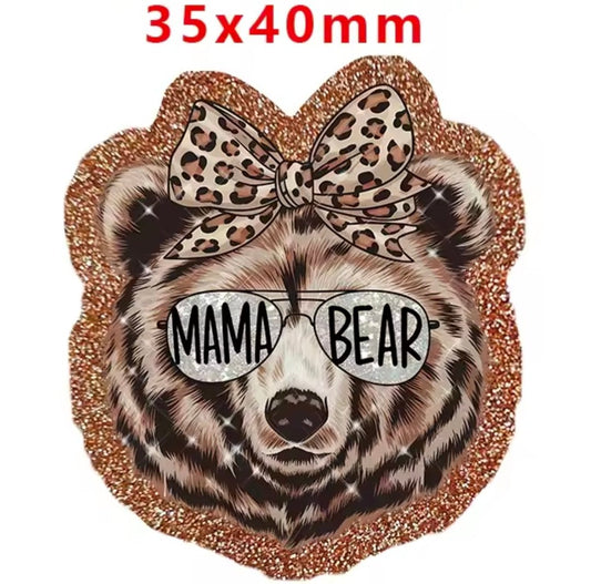 Glitter Acrylic Flatback- Acrylic Planer Resin Charm Mama Bear