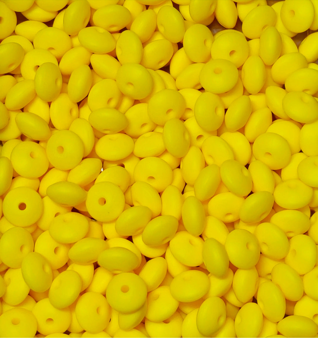 New 1 Count 12mm Silicone Solid Lentil Spacer Beads Craft Supplies Multiple Colors