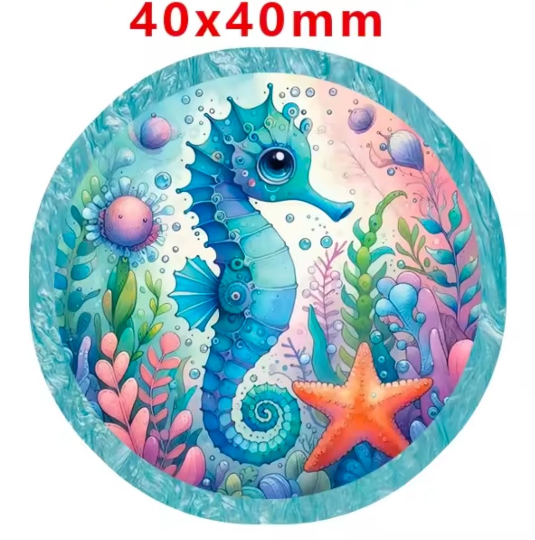 Glitter Acrylic Flatback- Acrylic Planer Resin Charm Sea Horse