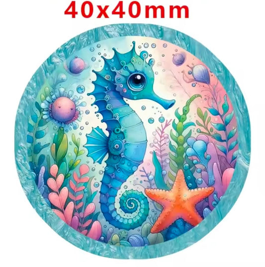 Glitter Acrylic Flatback- Acrylic Planer Resin Charm Sea Horse