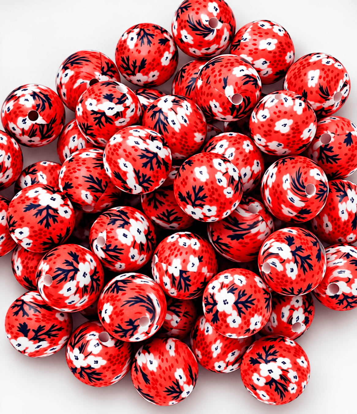 New 1 Count DIY Silicone Beads 15mm printed Fall Cherry Cottonwood