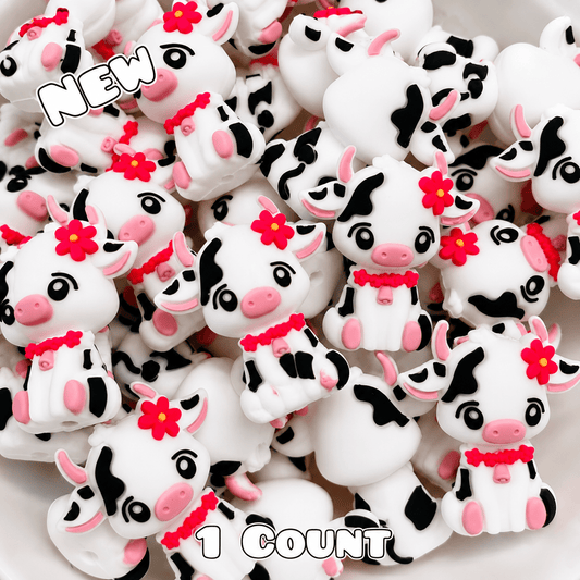New 1 Count Focal Bead Cow 3D