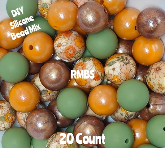 New Fall Floral Bead Mix DIY Beads 20 Count. Craft Supplies
