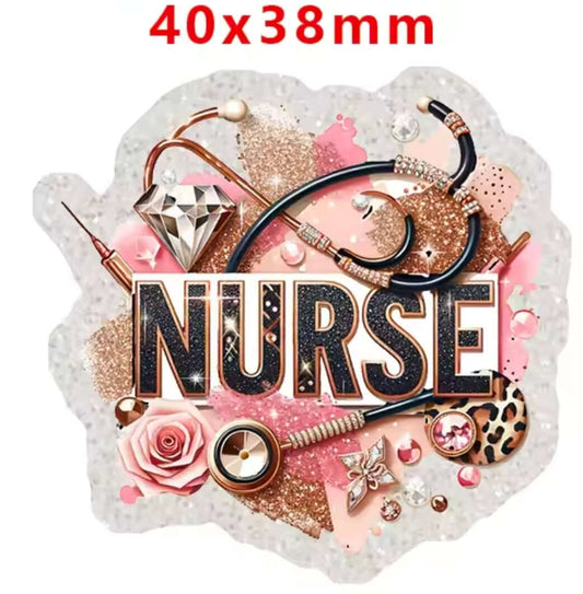 Glitter Acrylic Flatback- Acrylic Planer Resin Charm- Medical Nurse