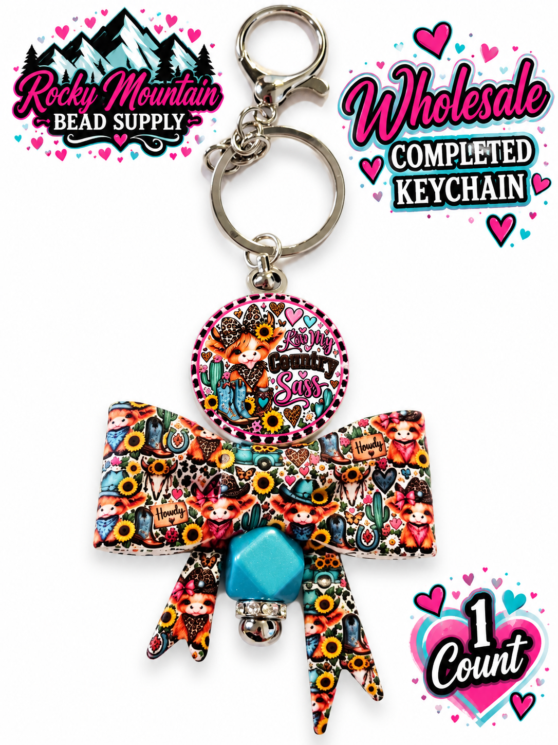 New 1 Count Completed Beadable KEYCHAIN Exclusive Design  Wholesale