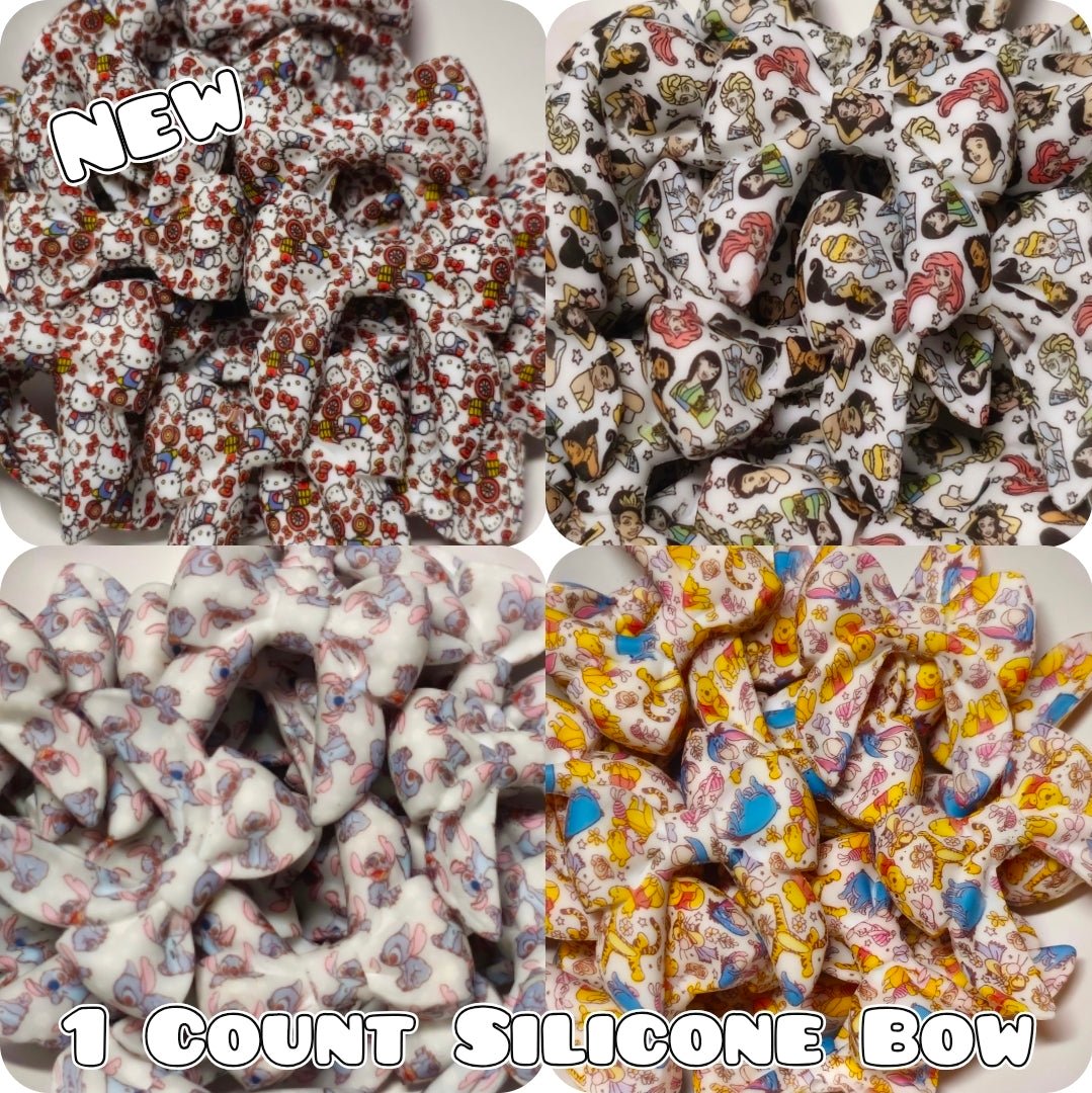 Nuevo 1 Unidad de Silicona con Lazo, Cuenta Focal, Princesa, Stitch, Pooh, Hello Kitty