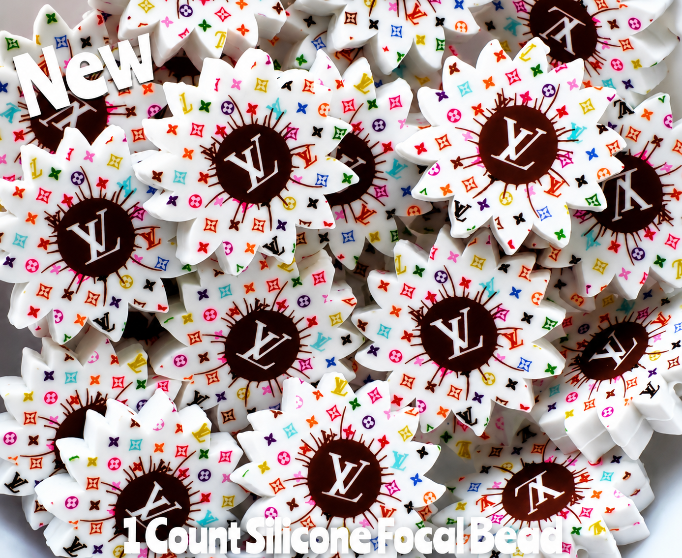 New 1 Count Focal Bead Designer Flowers LV