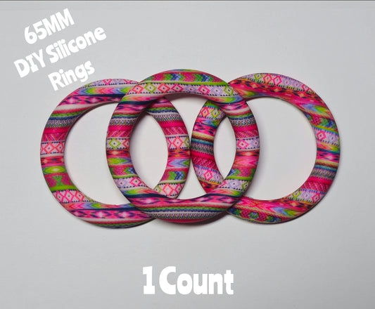 1 Count DIY 65MM Silicone Rings Craft Supplies Beadable Blanks Watermelon Aztec