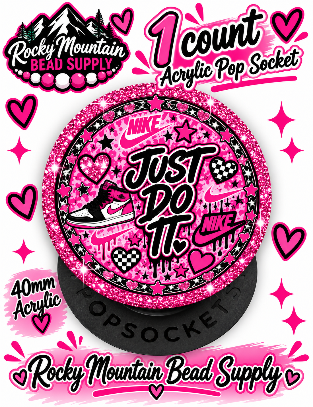 New 1 Count Completed Exclusive Design Wholesale Acrylic Flatback Phone Pop Socket