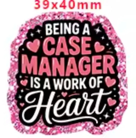 Glitter Acrylic Flatback- Acrylic Planer Resin Charm- Case Worker