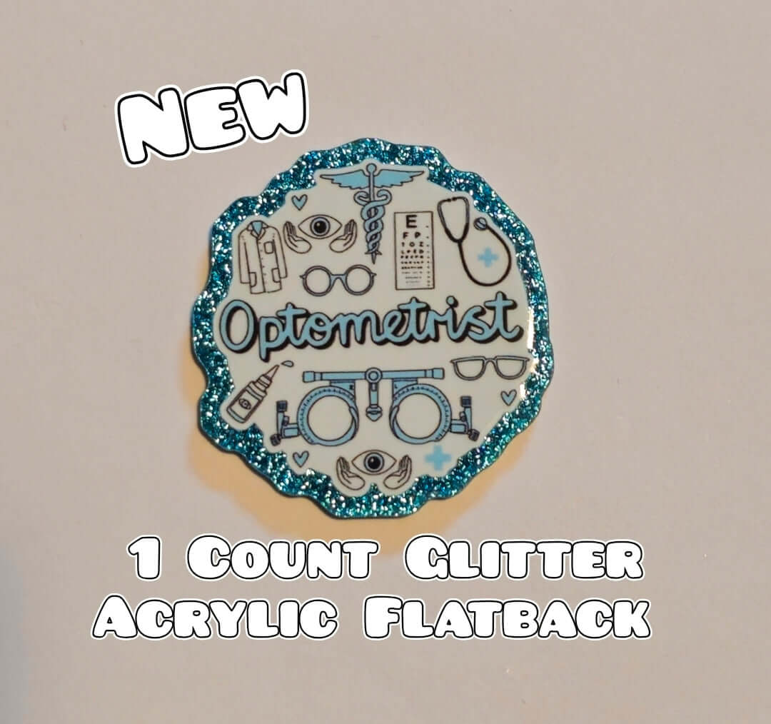 Glitter Acrílico Parte Trasera Plana- Dijes de Resina Plana de Acrílico- Ojos Optometrista