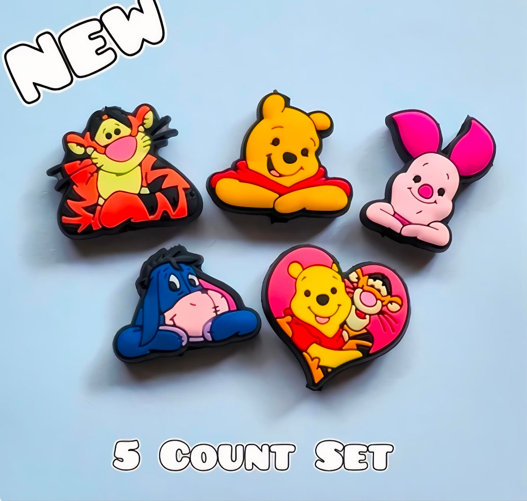 New 5 Count Focal Bead Set Character Pooh & Friends