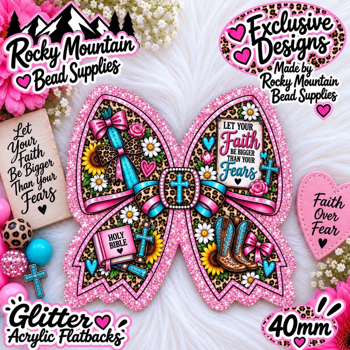 Shop Exclusive 1 Count Custom Exclusive Glitter Acrylic Flatback 40mm
