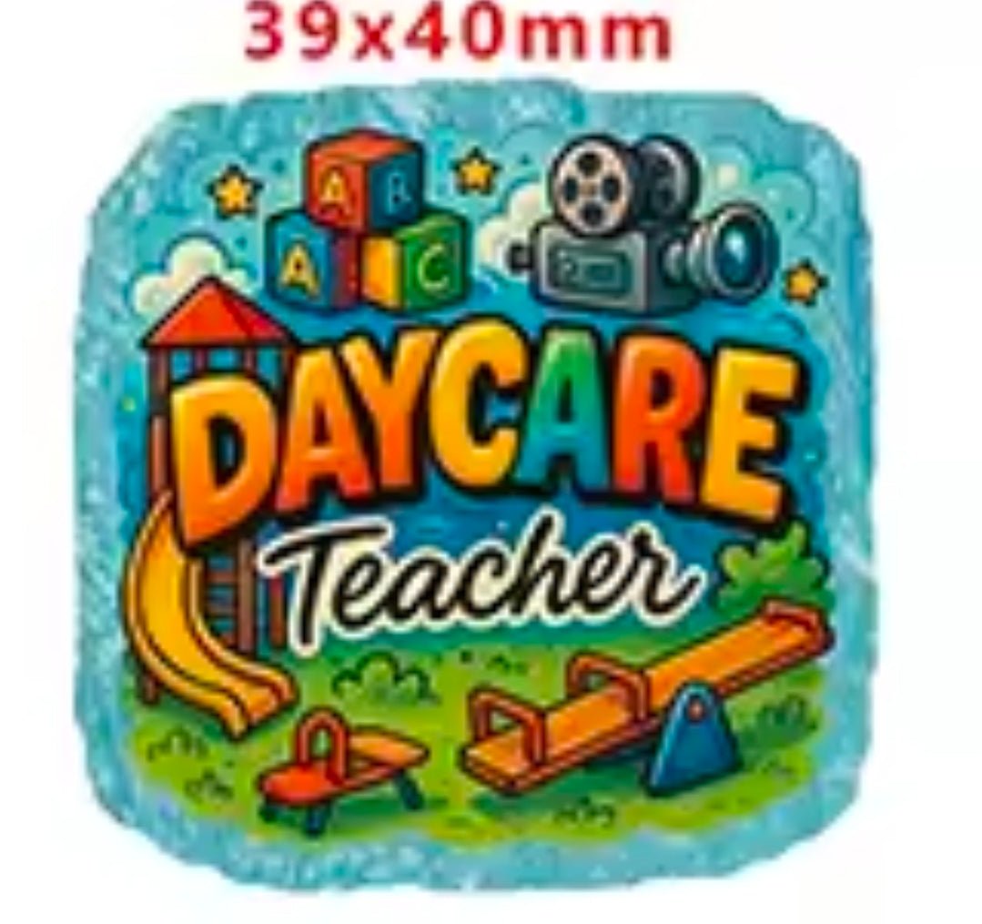 Glitter Acrylic Flatback- Acrylic Planer Resin Charm- Daycare Teacher