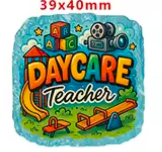Glitter Acrylic Flatback- Acrylic Planer Resin Charm- Daycare Teacher
