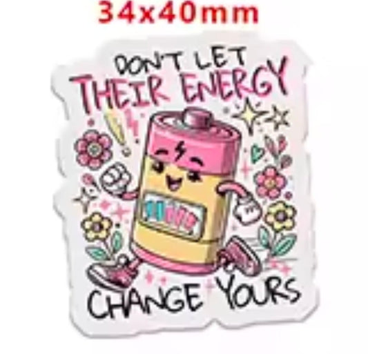 Glitter Acrylic Flatback- Acrylic Planer Resin Charm- Words Inspirational Energy