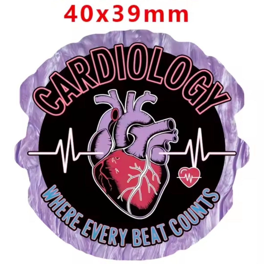 Glitter Acrylic Flatback- Acrylic Planer Resin Charm Medical Cardiology