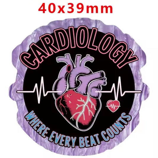 Glitter Acrylic Flatback- Acrylic Planer Resin Charm Medical Cardiology
