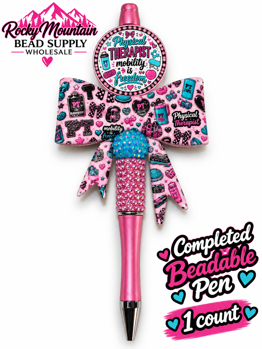 New 1 Count Completed Beadable Pen Exclusive Design  Wholesale Physical Therapy