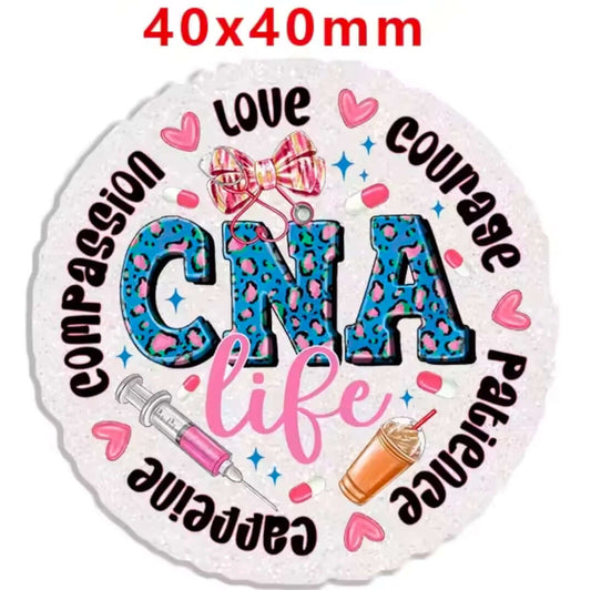 Glitter Acrylic Flatback- Acrylic Planer Resin Charm- Medical CNA