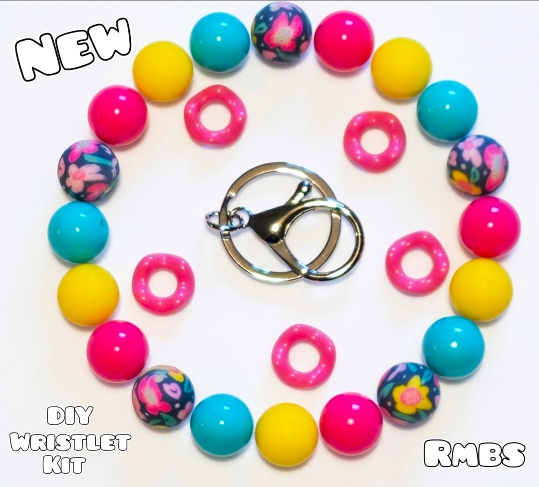 New 1 Count DIY Deluxe Beadable Wristlet Kit Bold Flowers