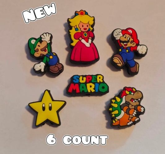 New 6 Count Mario & Friends Focal Bead Set