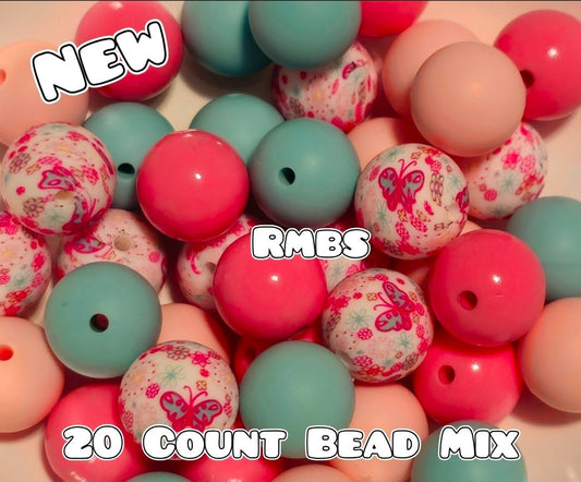 20 Count Silicone Bead Mix Butterfly
