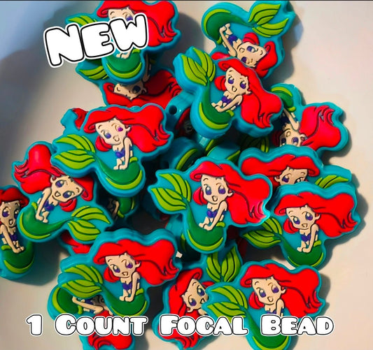 1 Count Focal Bead Character Ariel Mermaid
