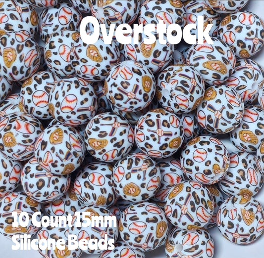 10 Count DIY 15MM Silicone Printed Beads Bead Supplies Football Makes them around .20 cents each