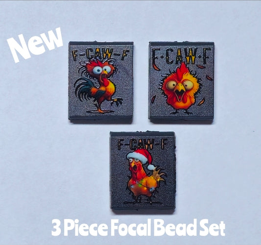 New 3 Count Sassy Chicken Focal Bead Set