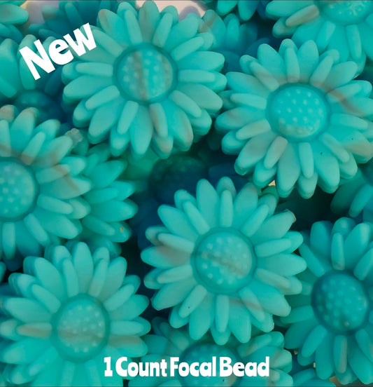 Clearance Marbel Turquoise Flower Focal Beads 1 Count DIY Bead Supplies