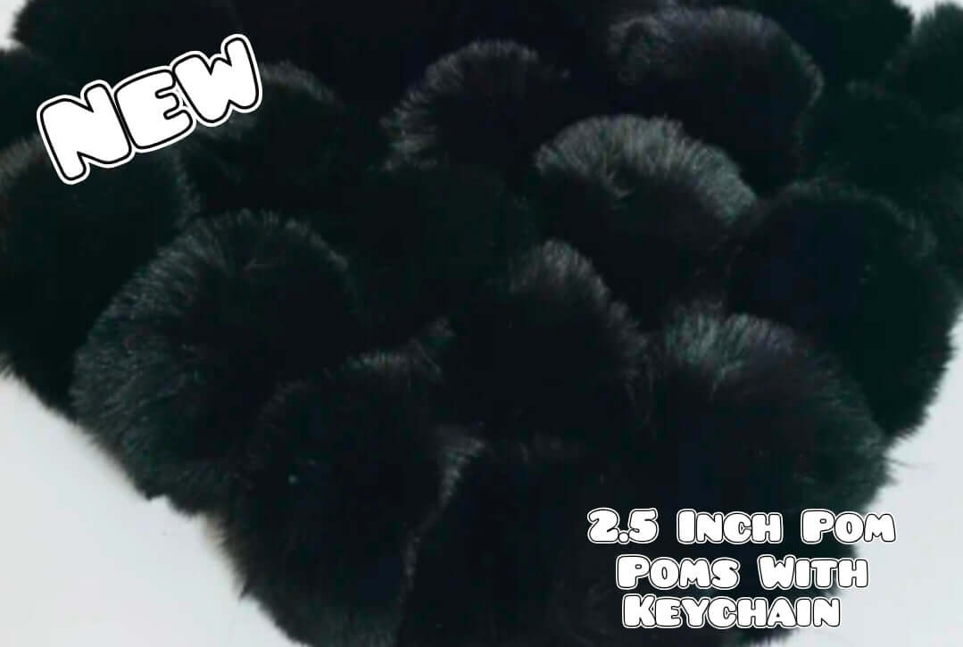 1 Count Pom Pom Keychain Accessories Black