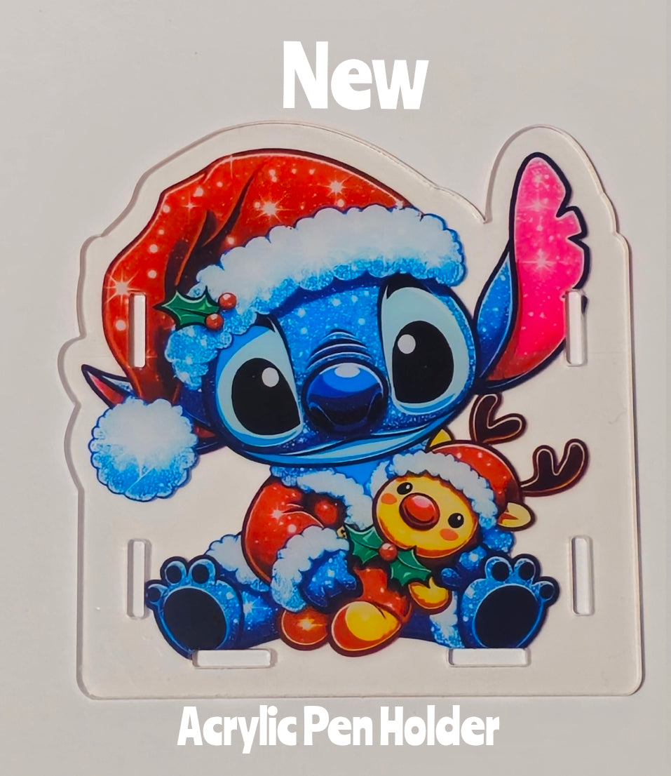 NEW Acrylic Pen Holder Box 1 Count Stitch Christmas.  Read description for directions and special handling.