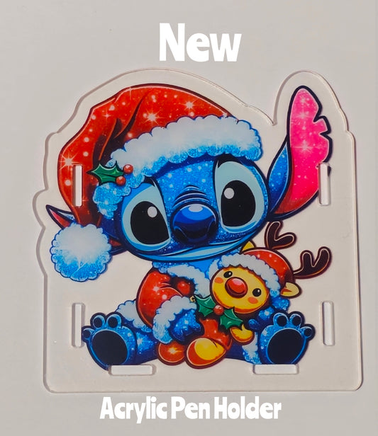 NEW Acrylic Pen Holder Box 1 Count Stitch Christmas.  Read description for directions and special handling.