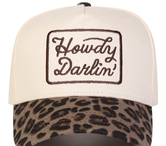 Womens Howdy Darlin Leopard Baseball Cap
