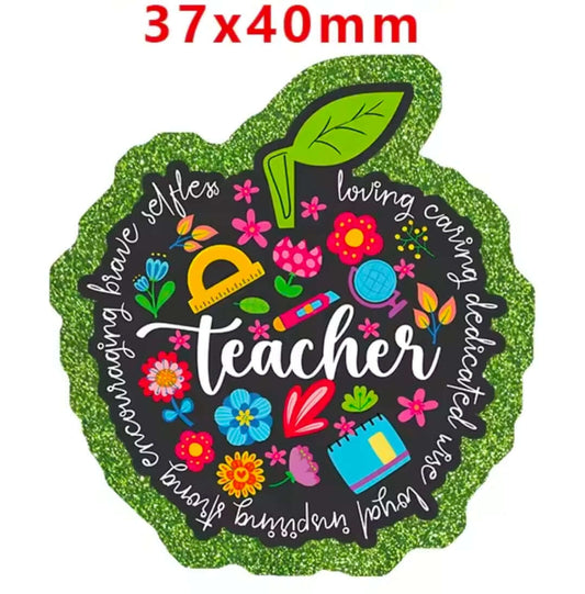 Glitter Acrylic Flatback- Acrylic Planer Resin Charm- School Teacher