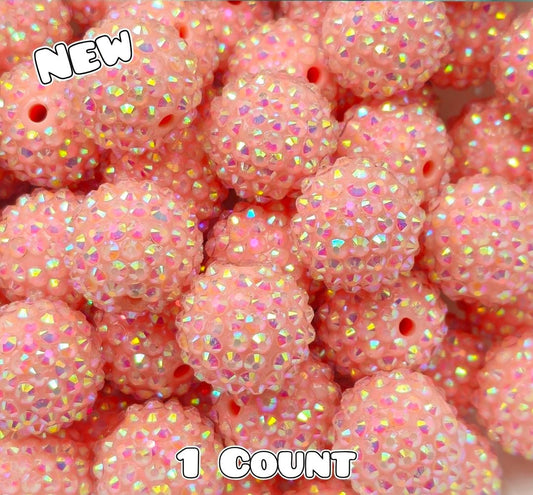 20MM New 1 Count Acrylic Rhinestone Beads PASTEL PINK
