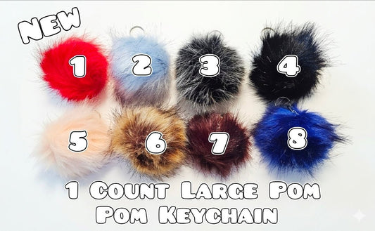 Large 1 Count Faux Fur Pom Pom Keychain