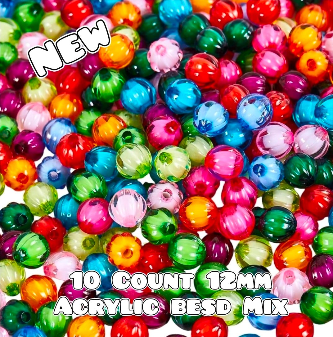 New 10 Count Acrylic 12mm Beads Multi Color Mix