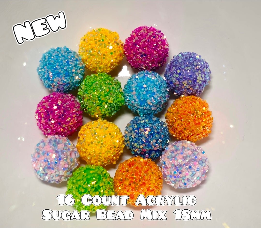 New 16 Count 18MM Sugar Acrylic Beads MIX