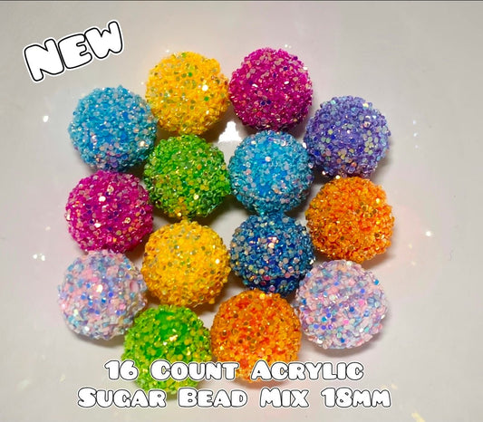 New 16 Count 18MM Sugar Acrylic Beads MIX