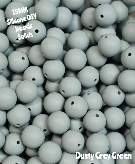 15mm DIY Silicone Solids 1 Count Dusty Grey Green