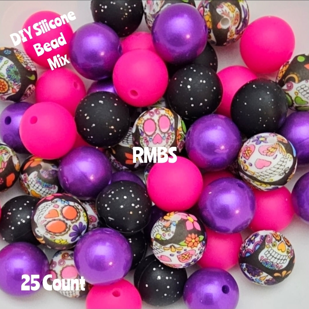 New Sugar Skulls DIY Silicone Bead Mix 25 count